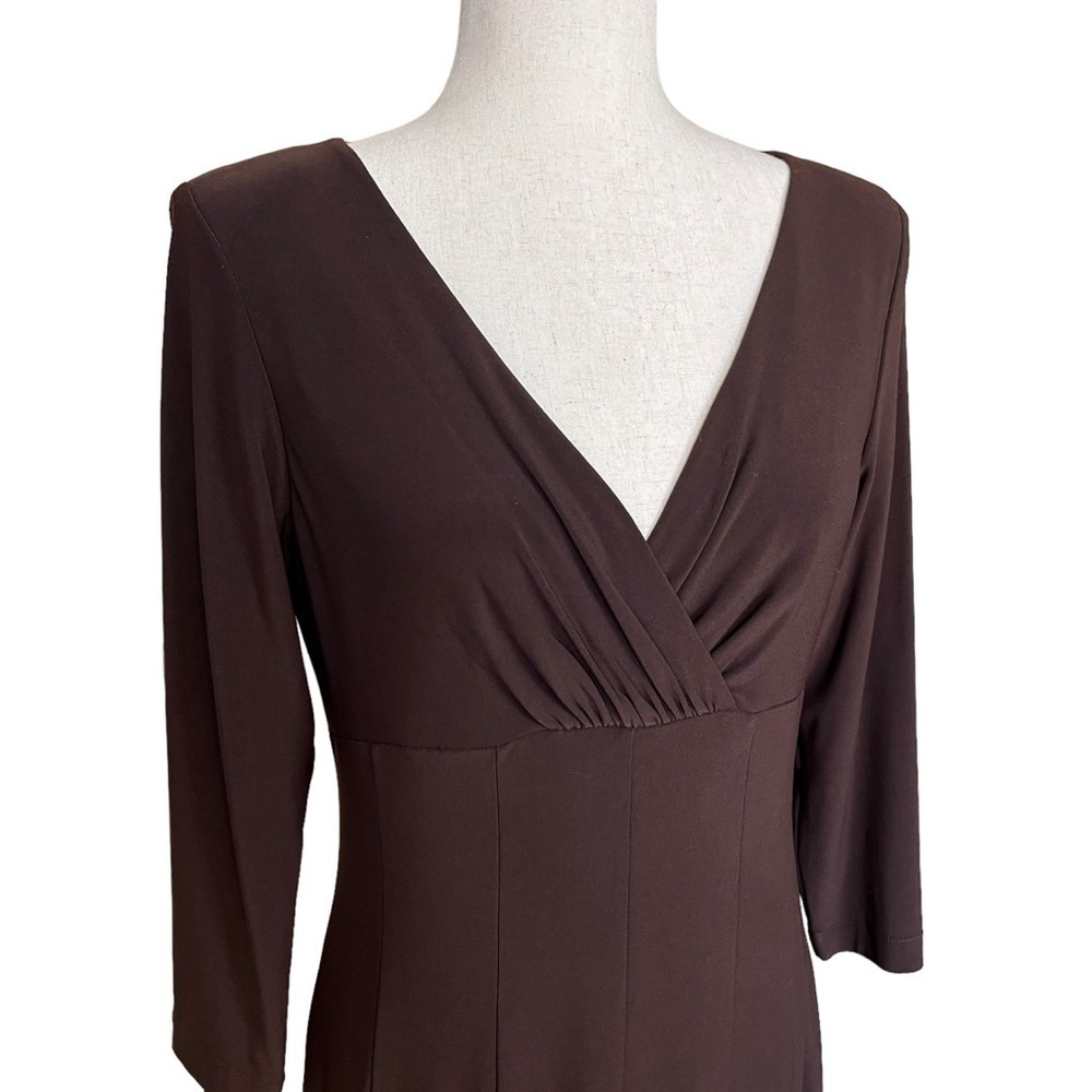Lauren Ralph Lauren Faux Wrap Top Flare Bottom Long Sleeve Brown Sz. 8 #1345 NWT - Picture 4 of 7